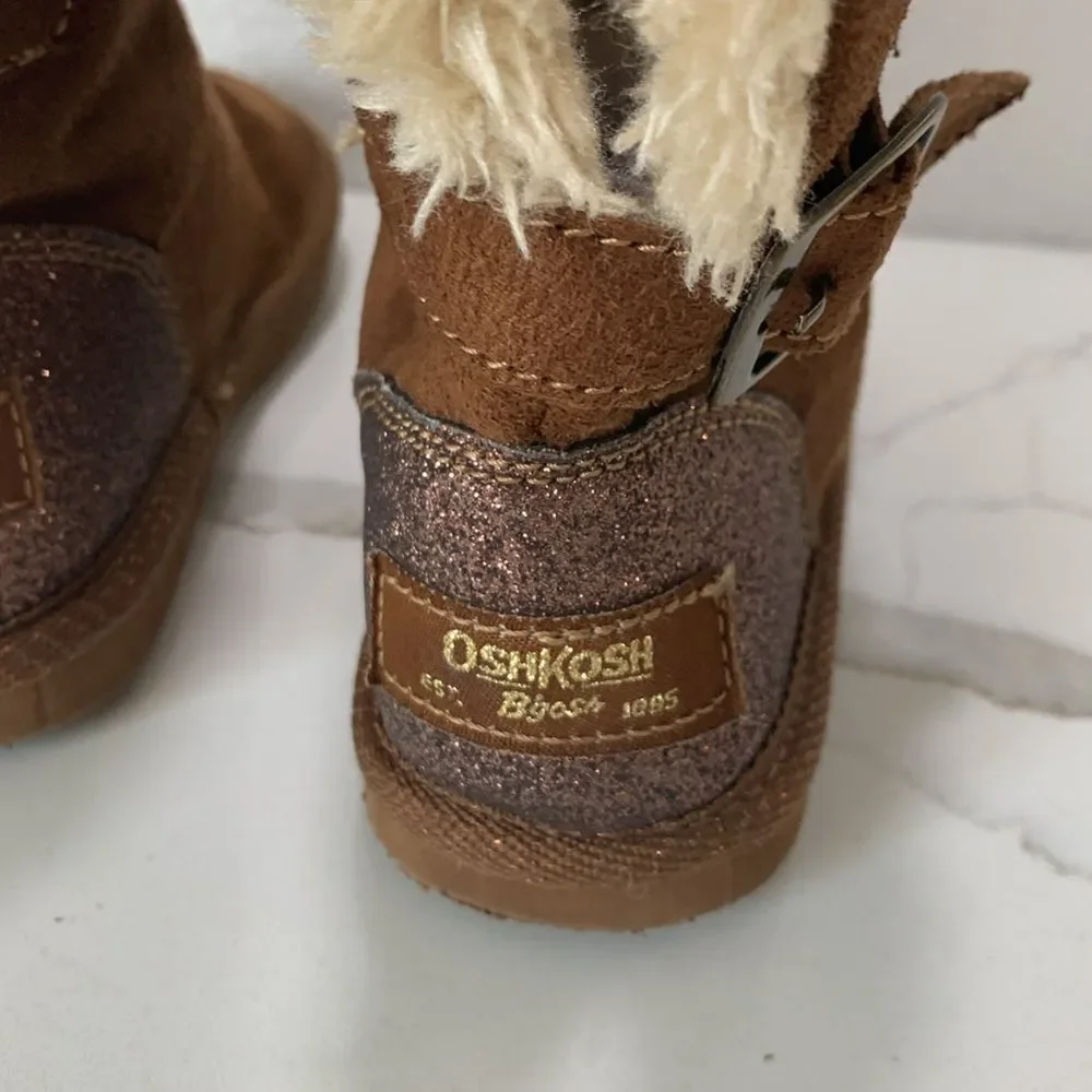 Oshkosh B’Gosh | Little Girls Winter Faux Fur Lined Brown Boots Size 7 toddler